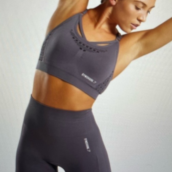 Gym Shark lavender sports bra Energy Seamless Gymshark Sports Bra size small top - Picture 3 of 9